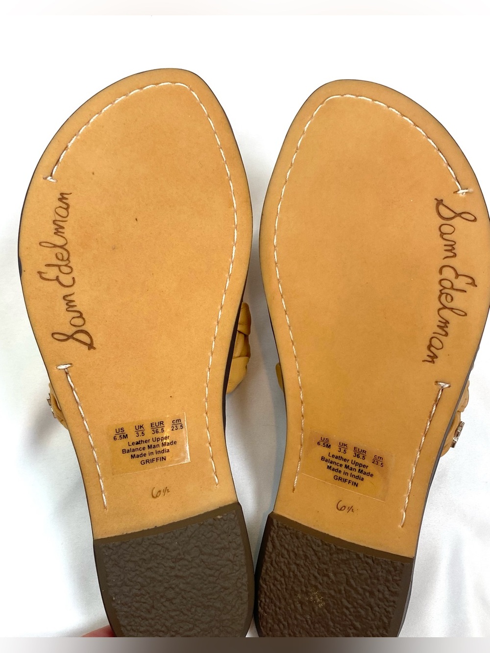 Sam Edelman Woven Leather Slides Sandals Camel Tan Size 6.5 NIB Summer Perfect - Picture 9 of 10